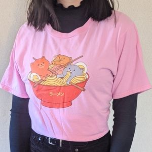 SOLD Cat Noodle Graphic Tee in Pink